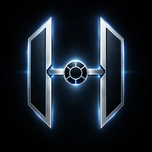The Handsoff mark: a letter H drawn as a twin-panel fighter with a wheel at its heart, glowing blue on black.