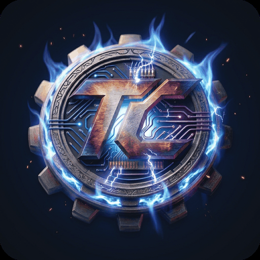 The ToneCommand emblem: a TC monogram inside a gear, wrapped in blue electrical fire.